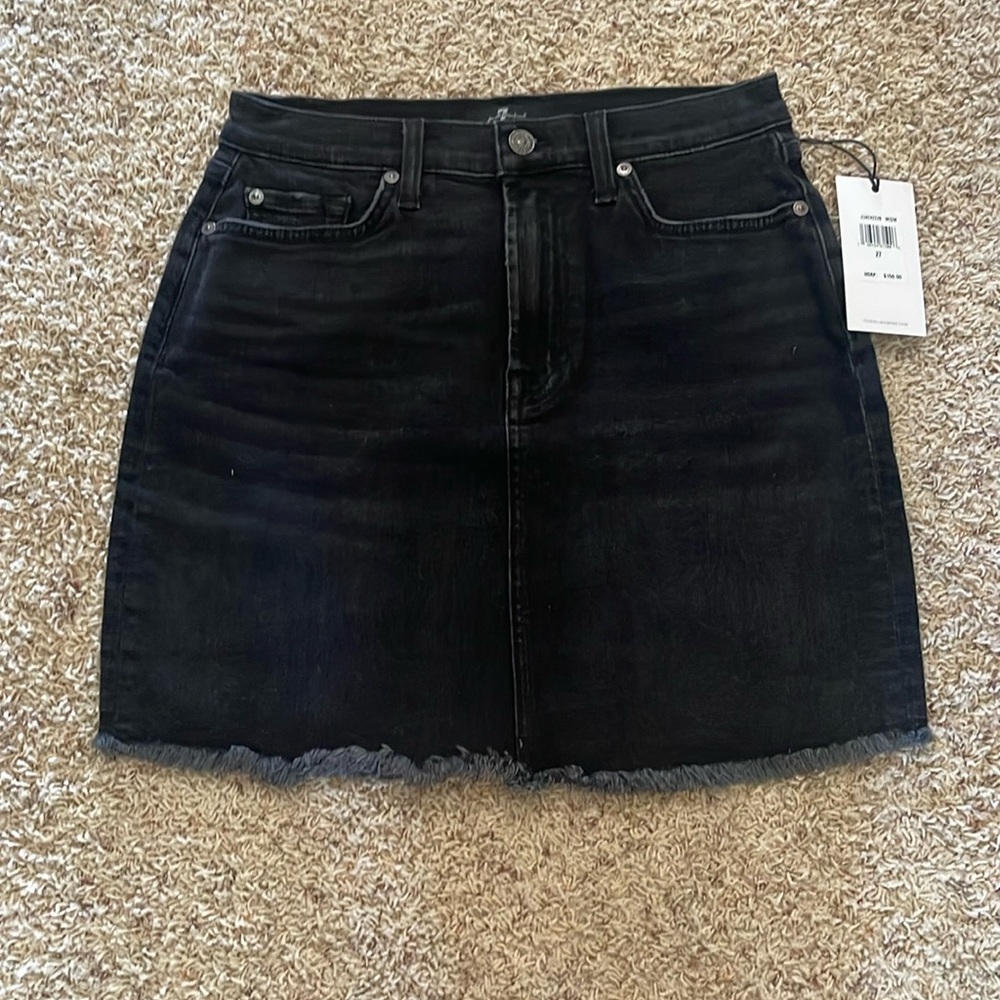 7 FOR ALL MANKIND BLACK DENIM SKIRT
